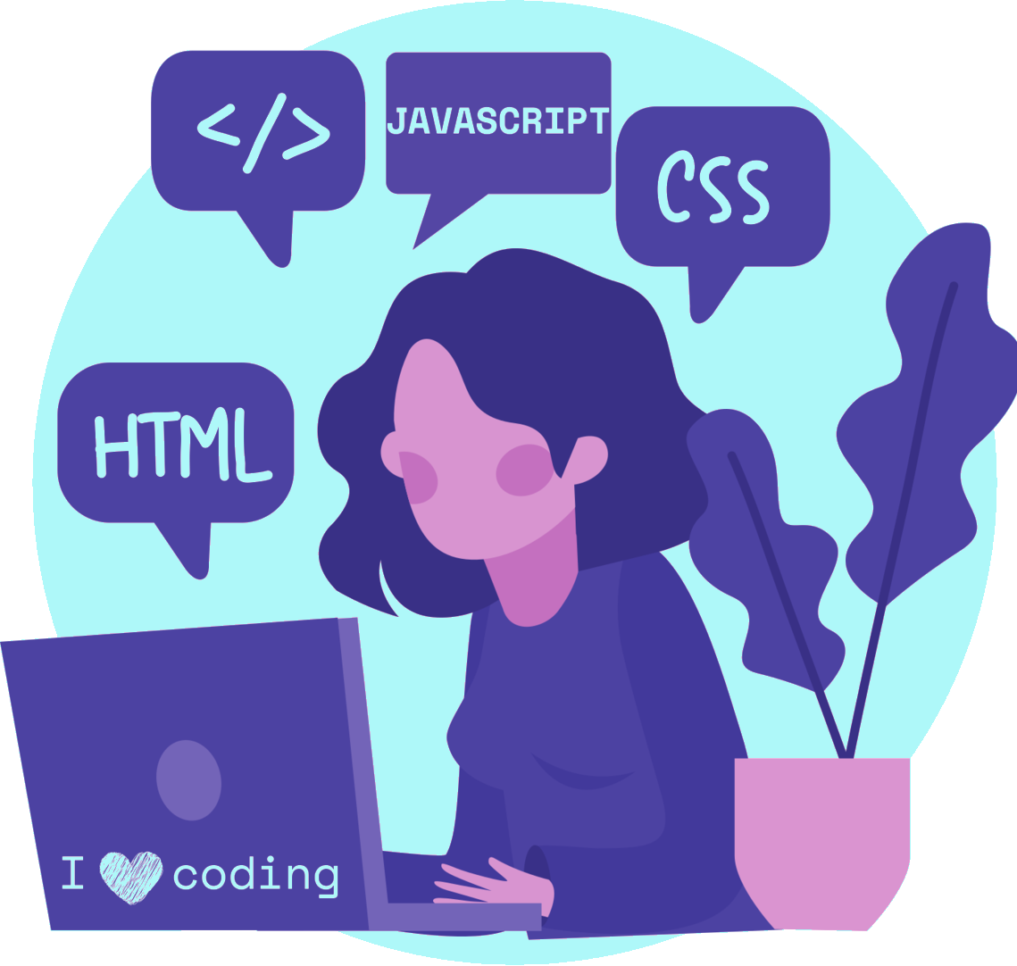 illustration of a girl coding